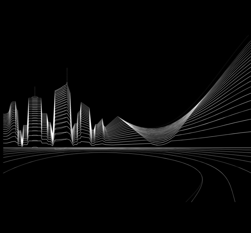 Residential estimation skyline illustration